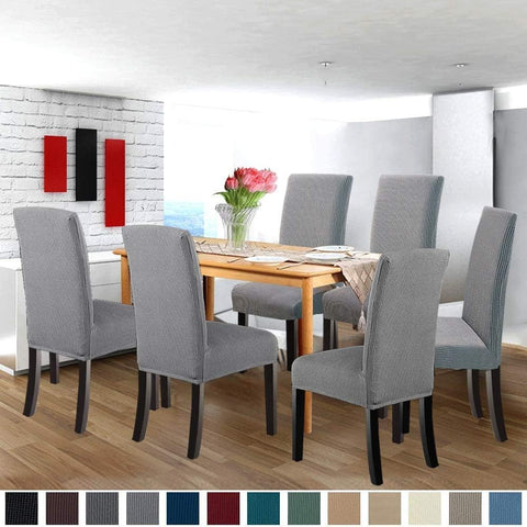 NORTHERN BROTHERS stretch parson chair cover, close-up of fabric, shows smooth stretch for a secure fit.
