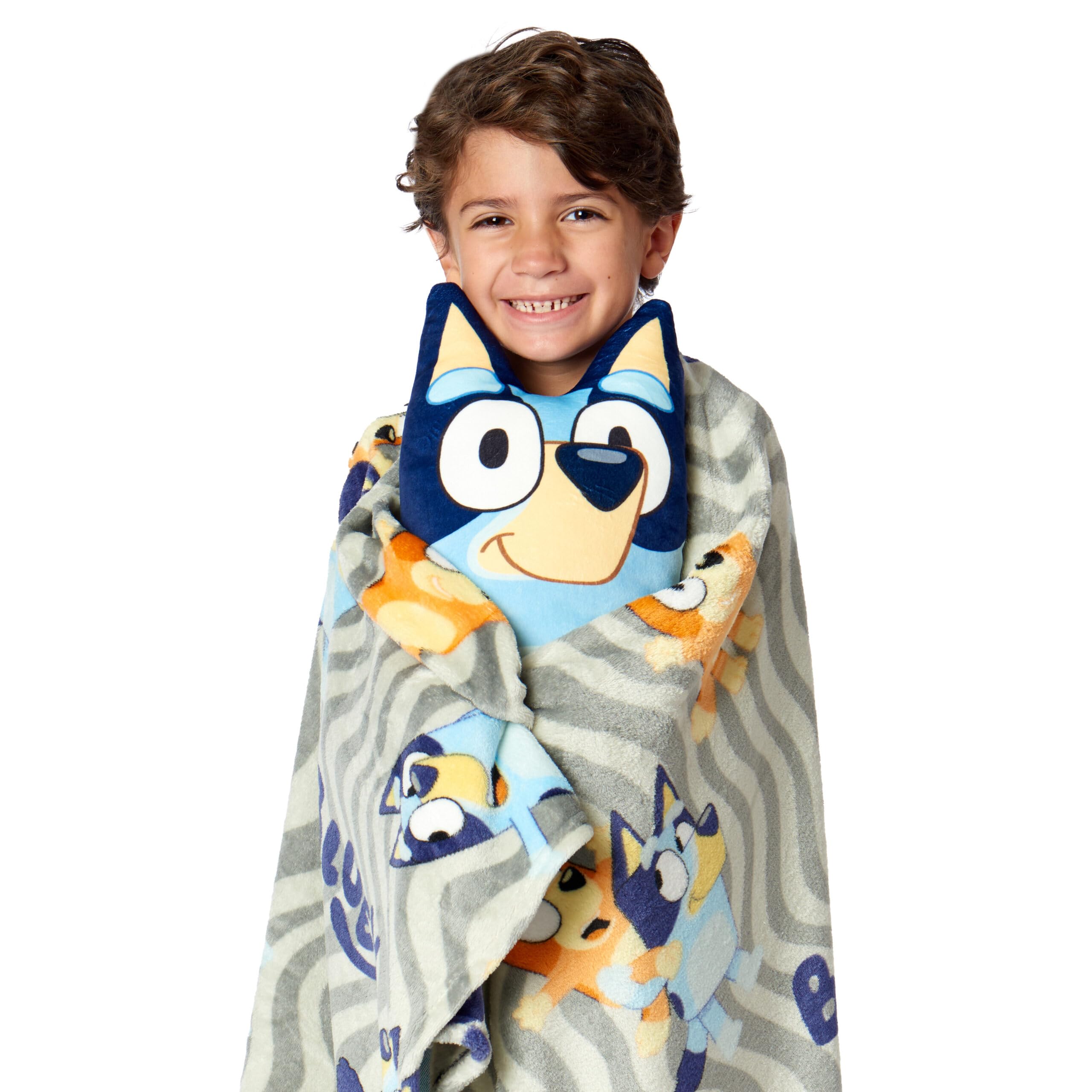 Northwest Bluey Hugger Pillow — plush 3D character for snuggle sessions.