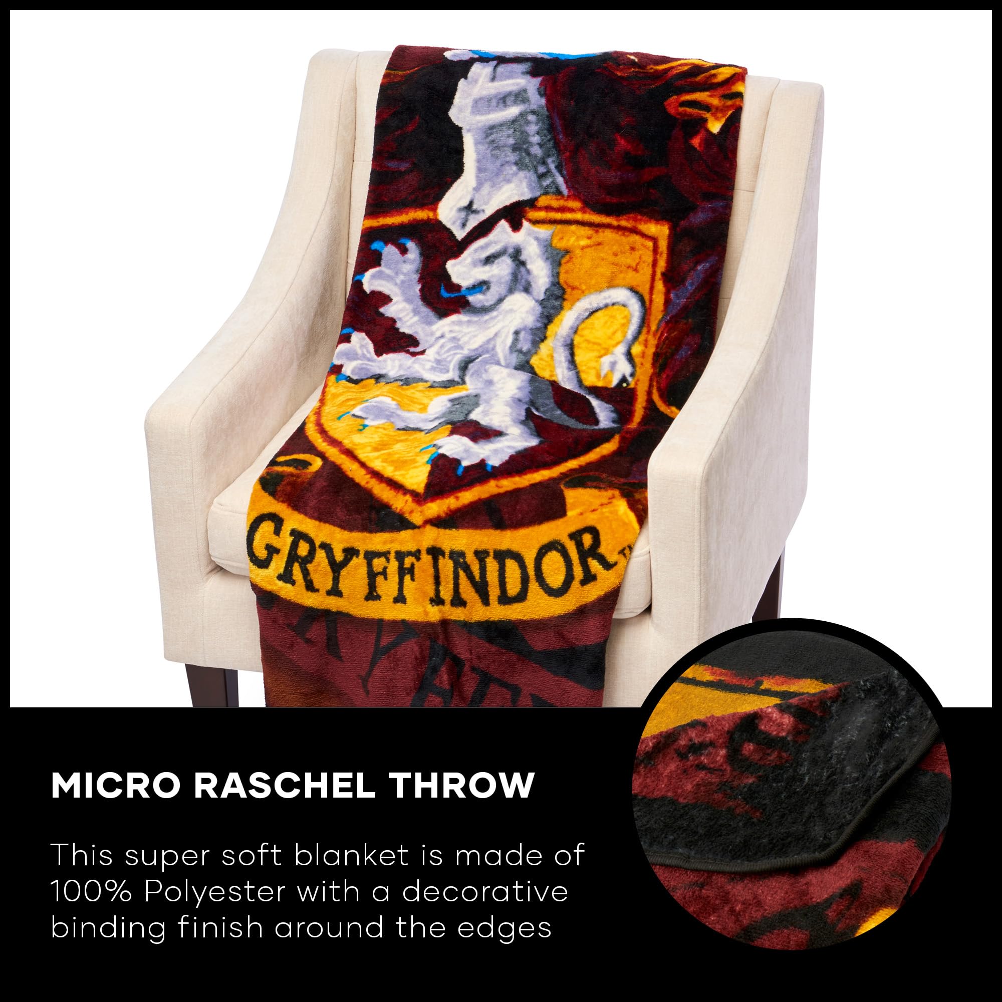 Northwest Harry Potter throw easy-care blanket to wash and maintain.