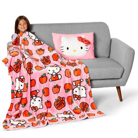 Northwest Hello Kitty 3D plush pocket pillow with storage pocket and straps for travel