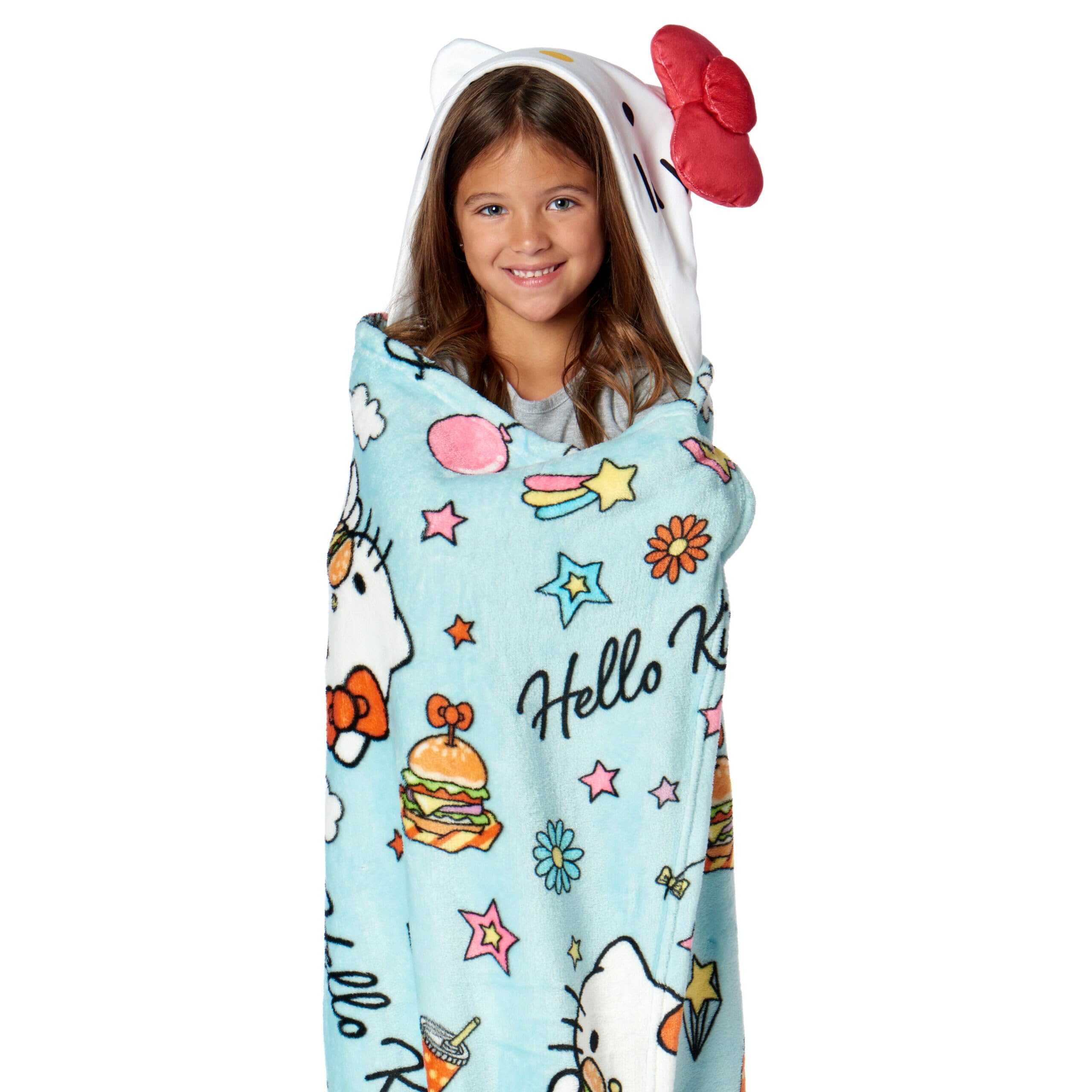 Northwest Hello Kitty hooded throw front view for cozy lounging