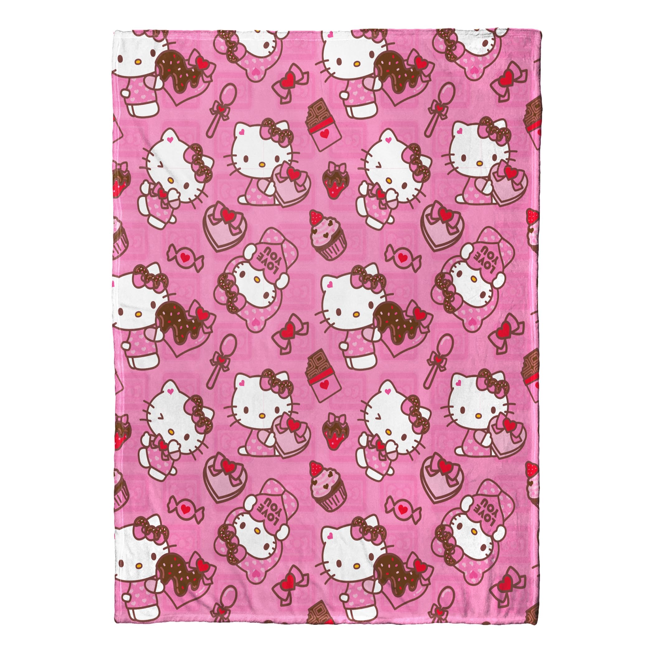 Northwest Hello Kitty love-you-much throw pattern with hearts for cozy decor