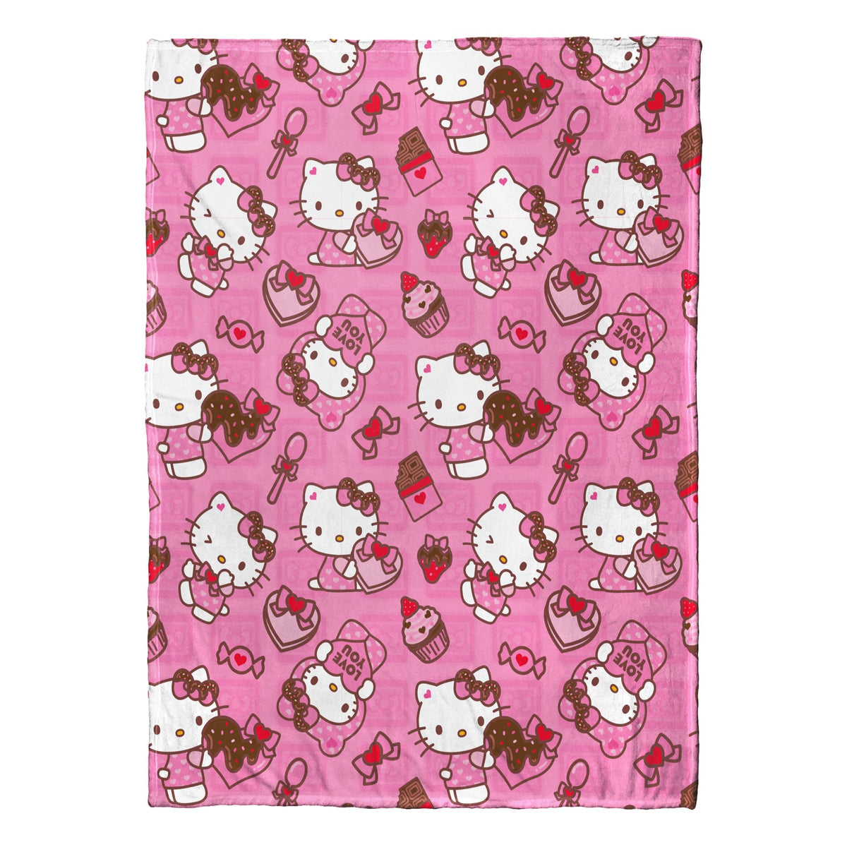 Northwest Hello Kitty love-you-much throw pattern with hearts for cozy decor