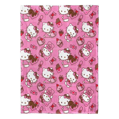 Northwest Hello Kitty love-you-much throw pattern with hearts for cozy decor