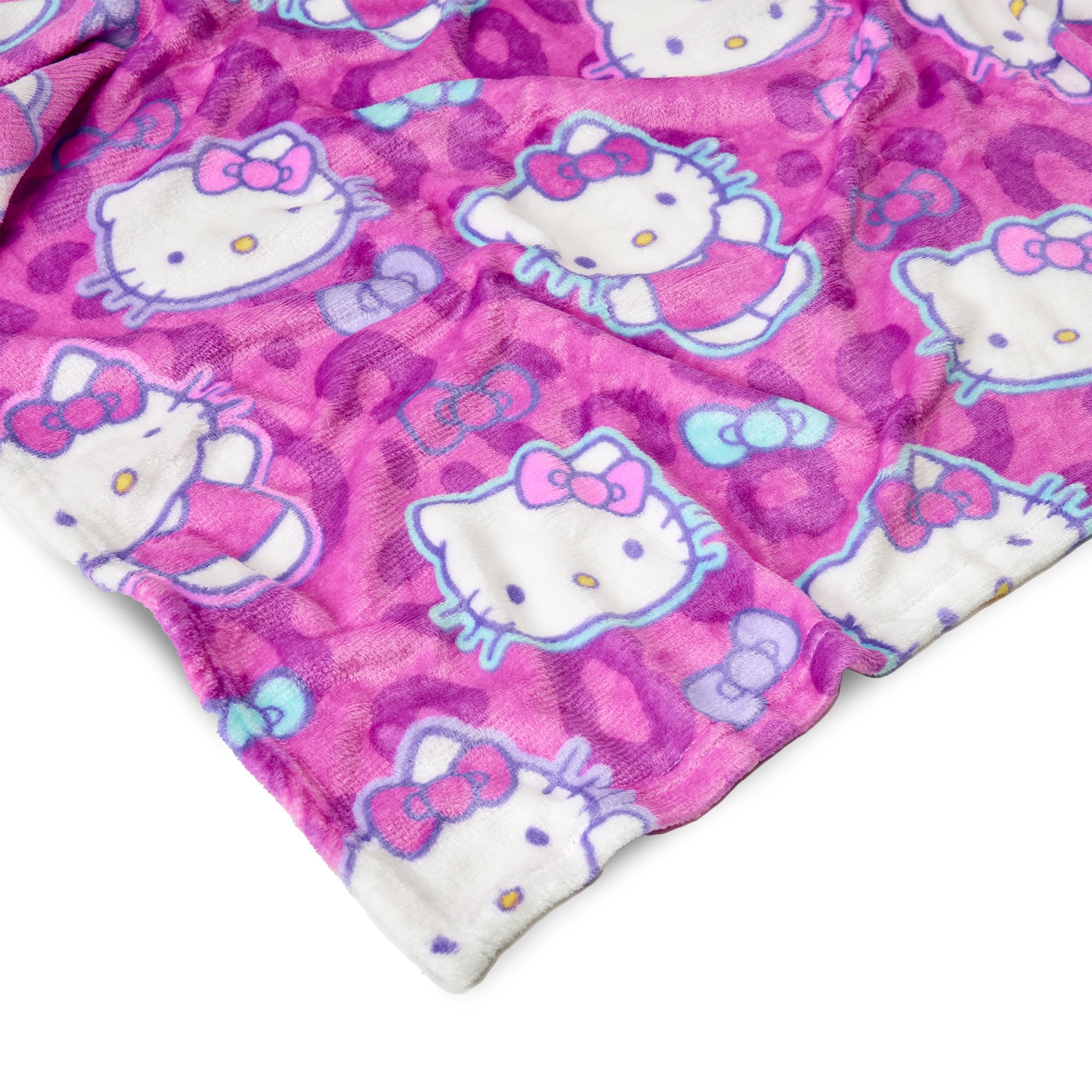 Northwest Hello Kitty tie-dye detail highlights vibrant color for playful spaces.