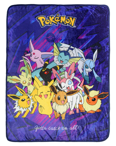 Northwest Pokemon Eevee Evolutions blanket with group pose for cozy nights.