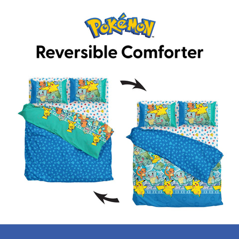 Northwest Pokemon First Starters Cozy comforter closeup highlights soft feel
