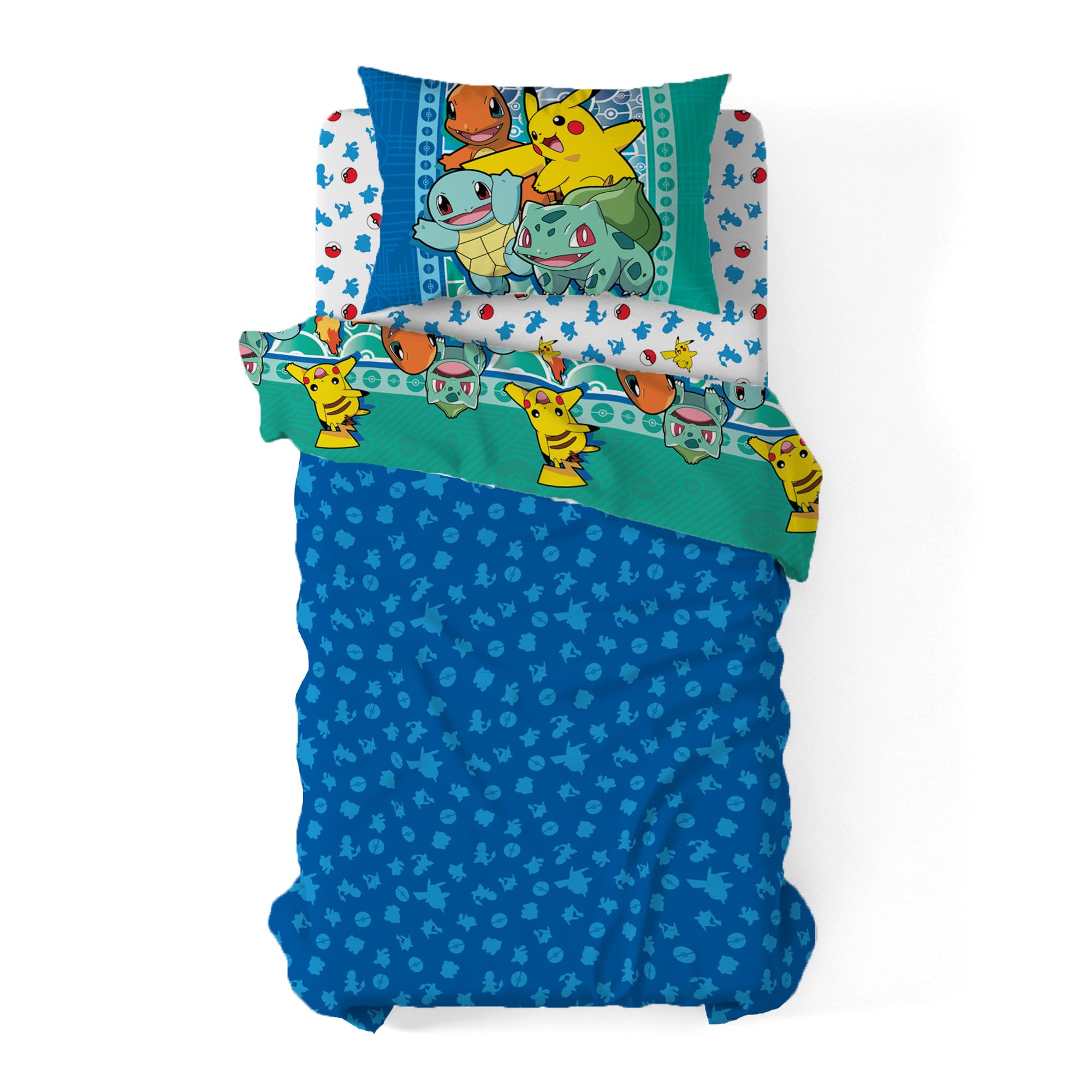Northwest Pokemon First Starters fitted sheet with Squirtle ensures secure twin mattress fit.