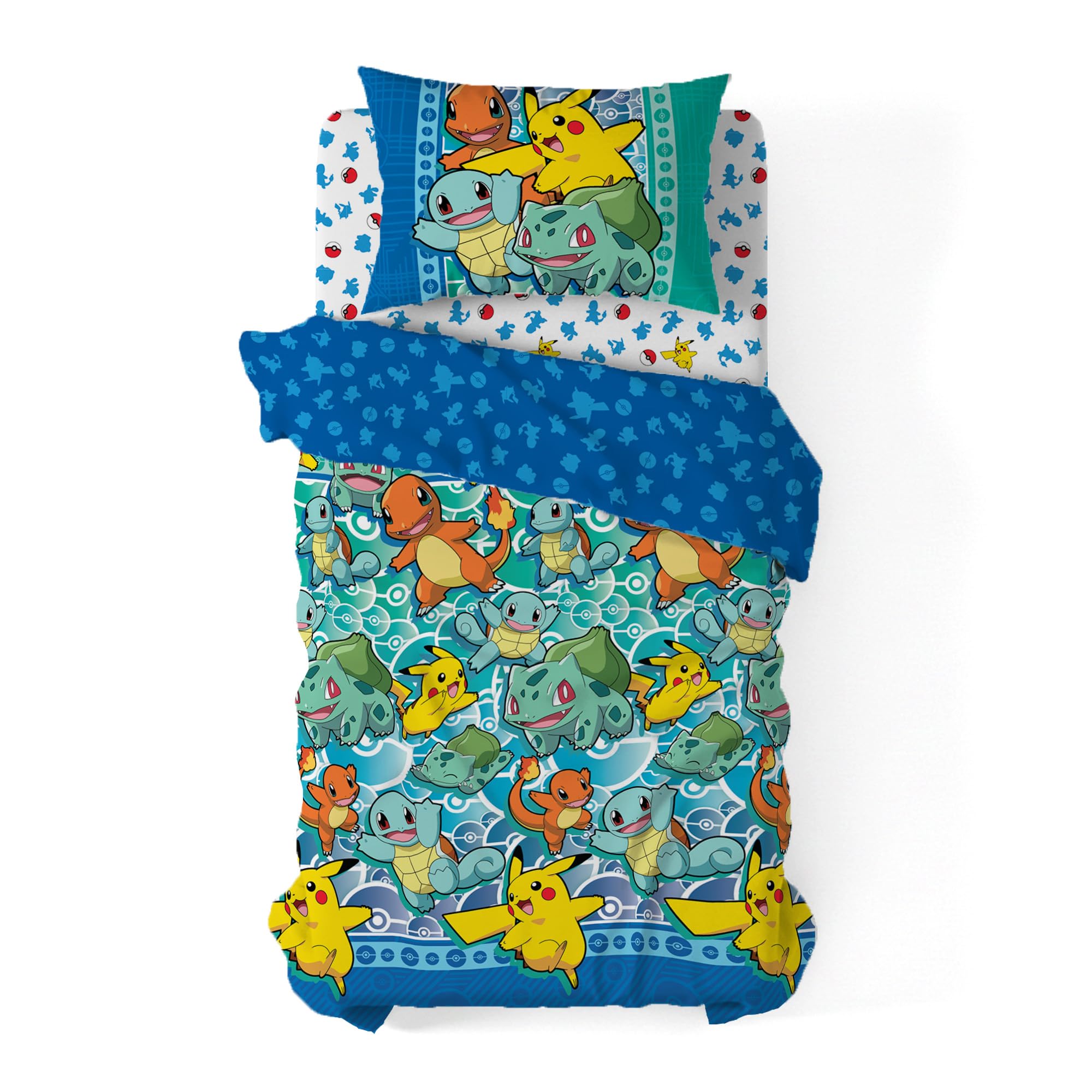 Northwest Pokemon First Starters flat sheet with Bulbasaur for playful, breathable sleep.