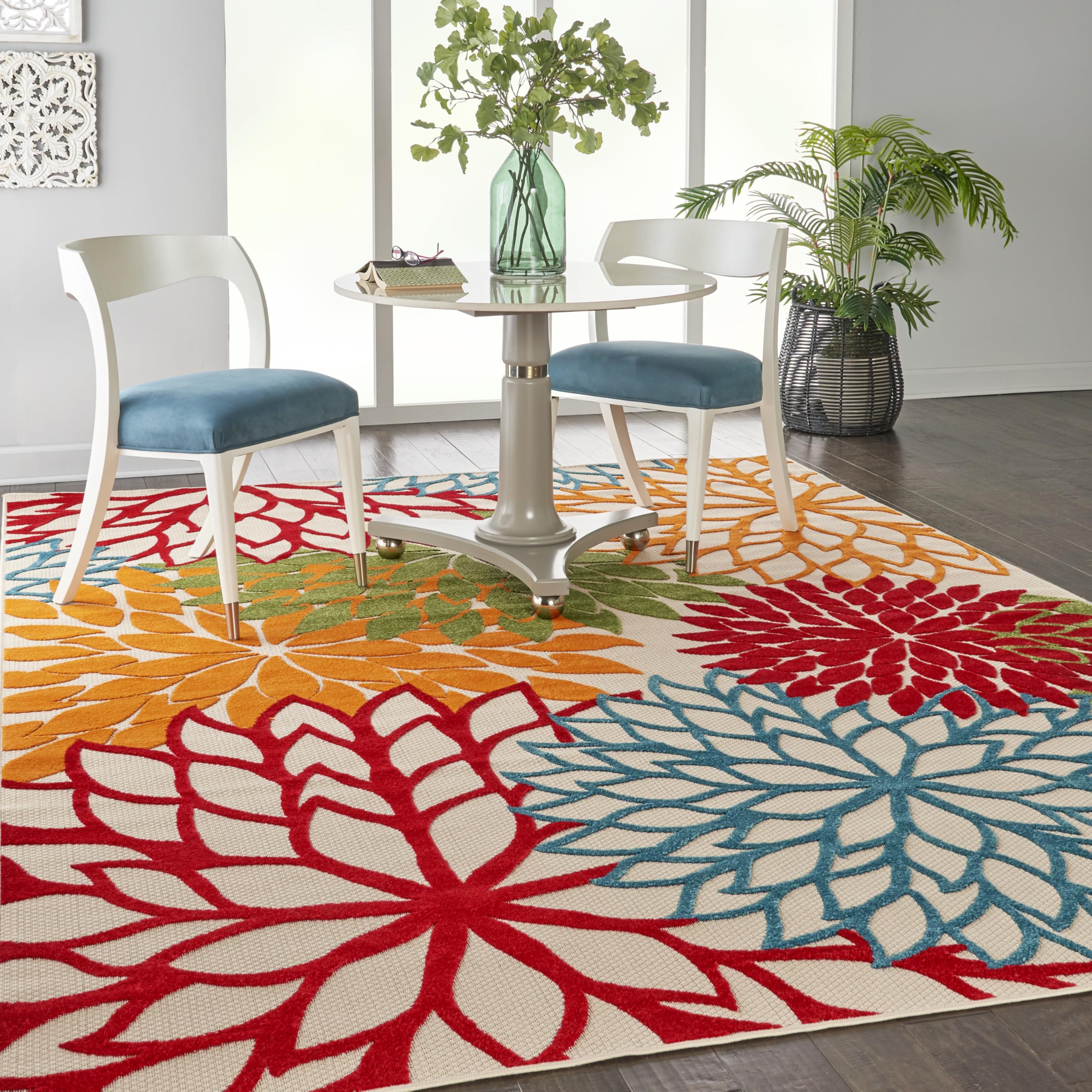 Nourison Home Aloha bright color palette livens patios and decks.