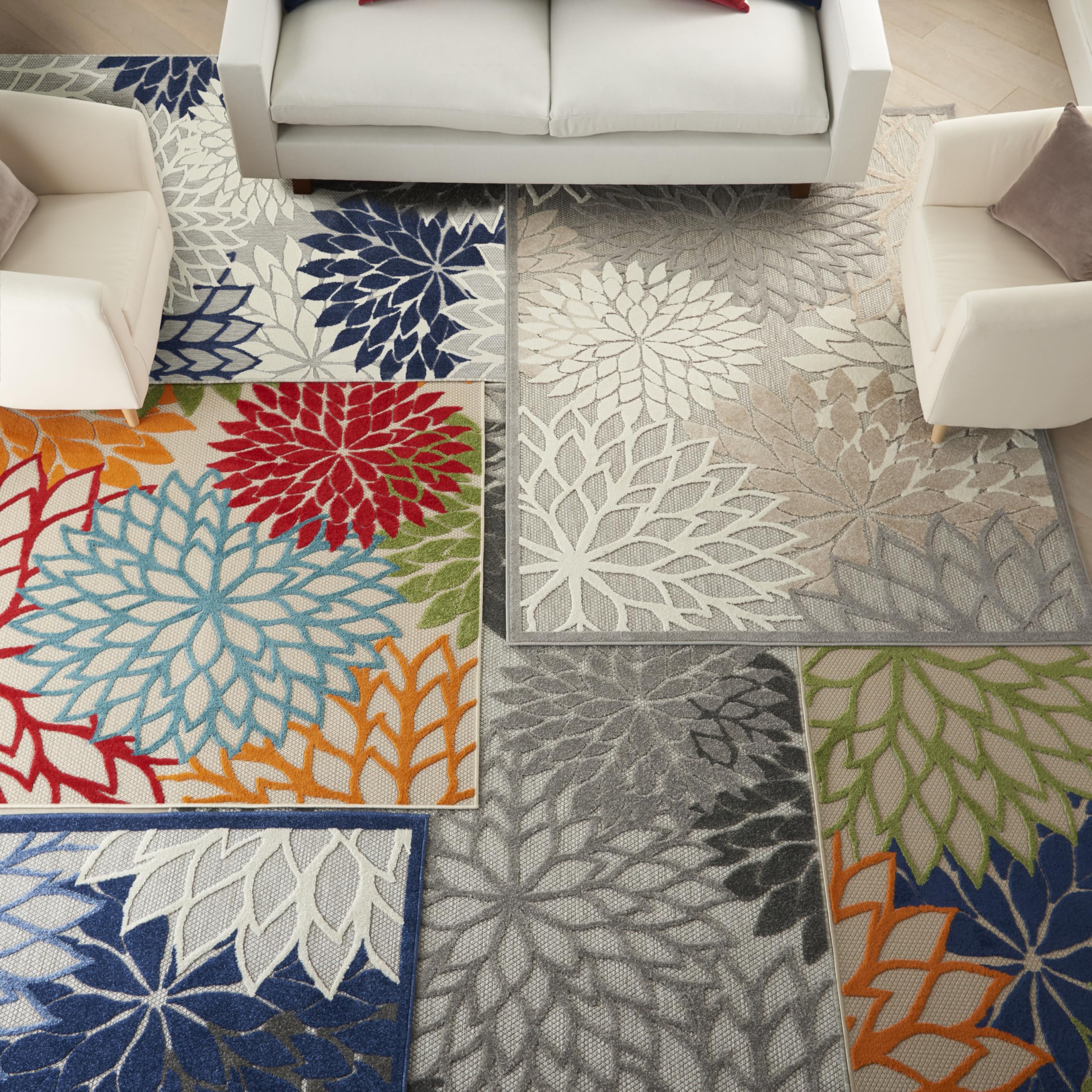 Nourison Home Aloha easy care rug cleans with a hose.