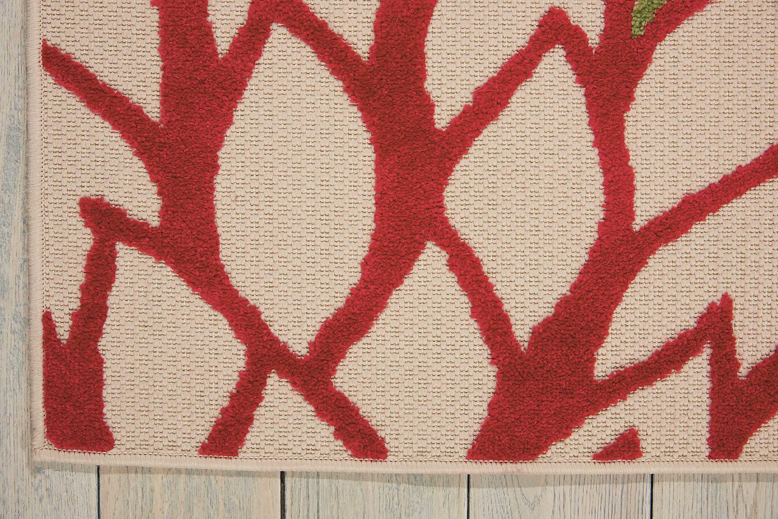 Nourison Aloha stain-resistant polypropylene rug is easy to clean after spills.