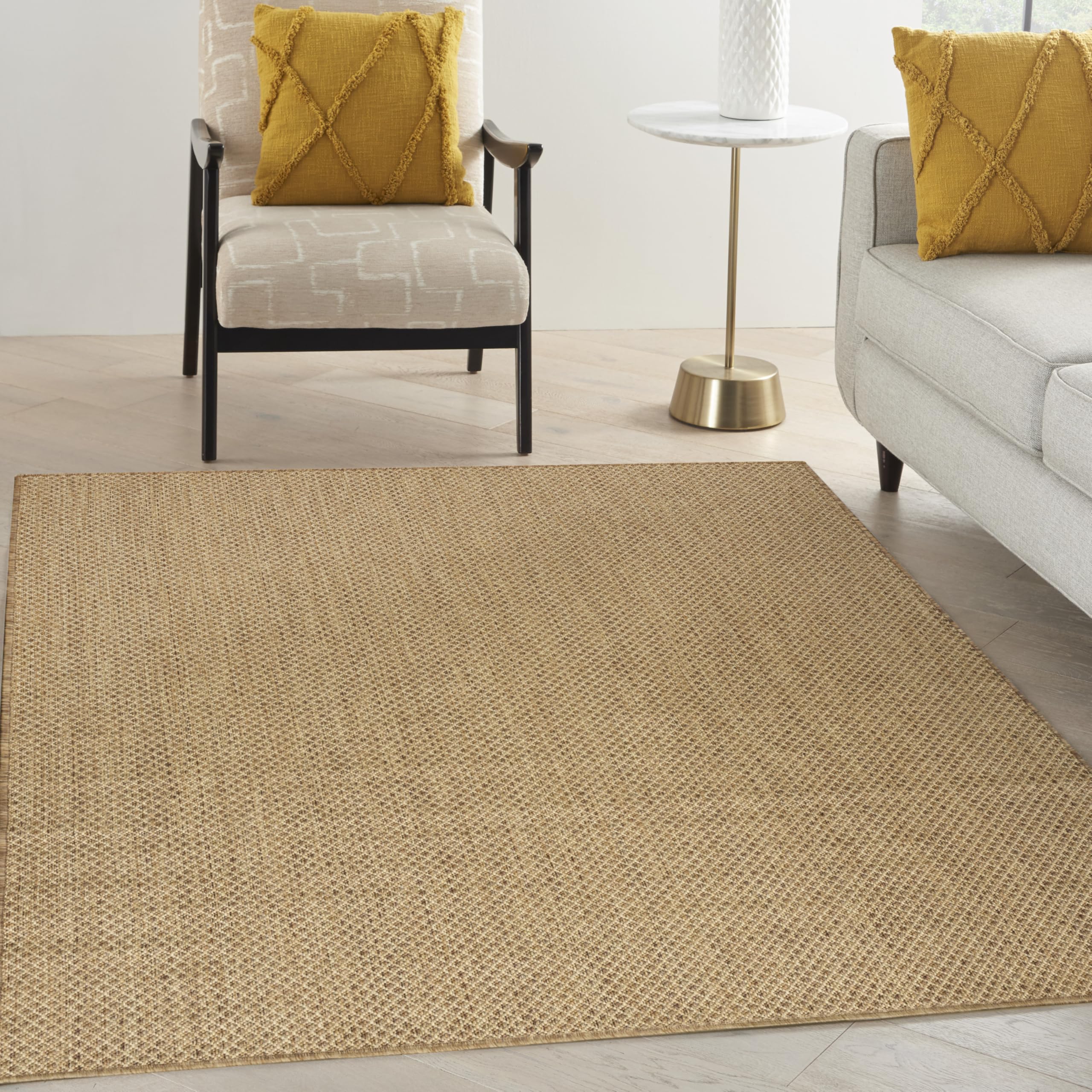 Nourison Courtyard flat-weave close-up highlighting durable texture and easy cleaning