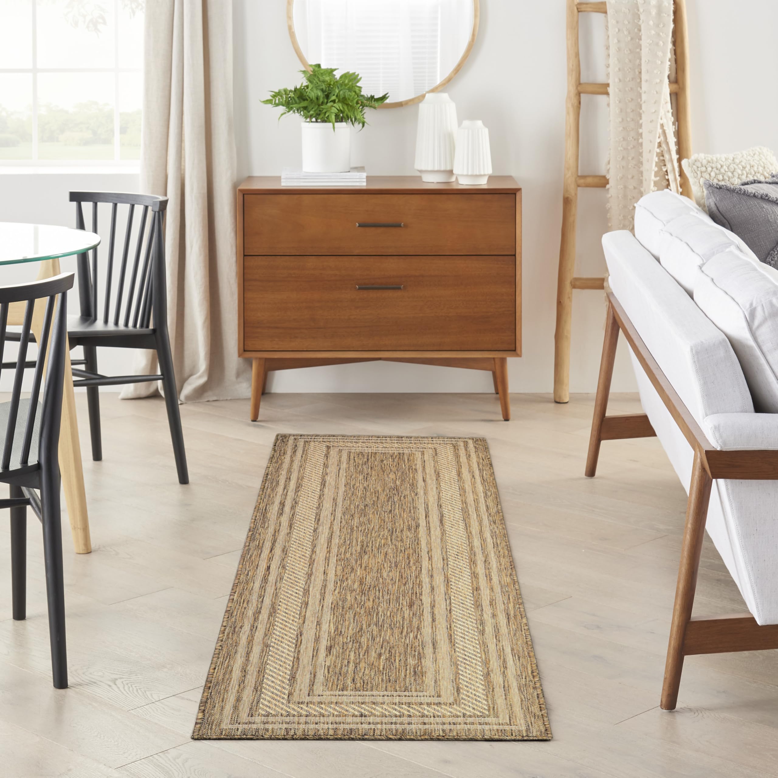 Nourison Home Horizon bordered outdoor rug with structured look