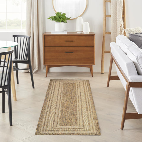 Nourison Home Horizon bordered outdoor rug with structured look