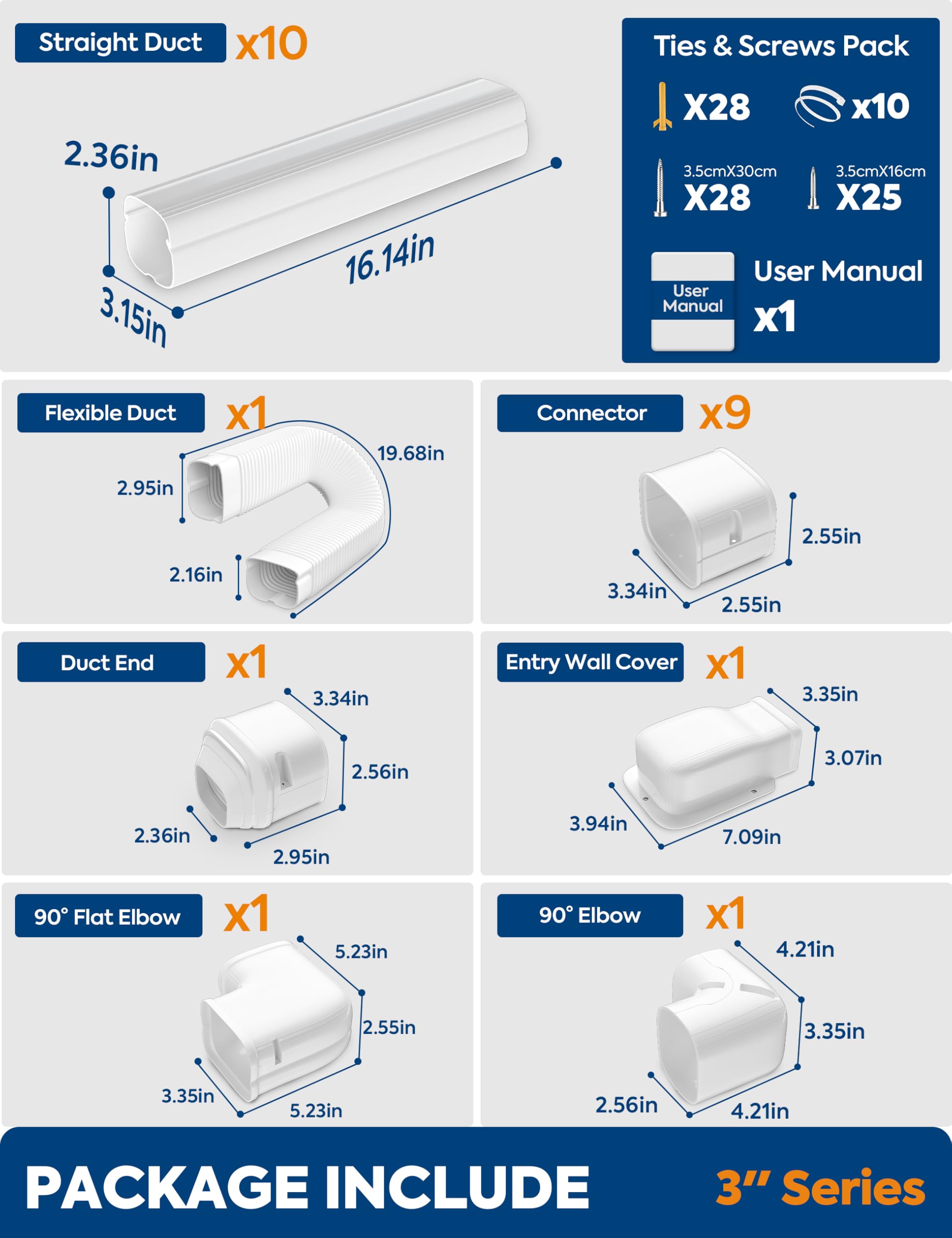 Nouscan flexible duct compatibility supports various mini-split configurations.