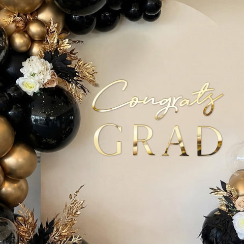 Novabright Congrats Grad letters arranged freely for custom layouts.