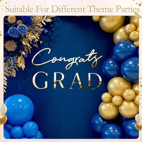 Novabright Grad party backdrop decal setup enhances event visuals.
