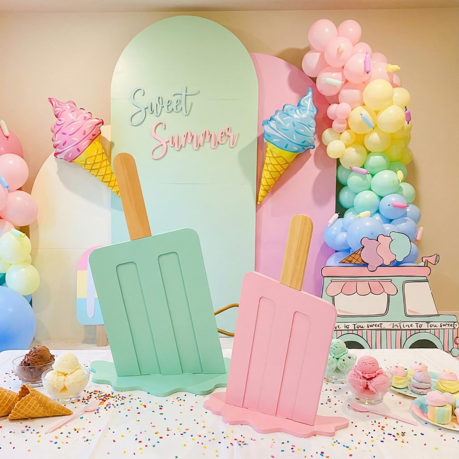 Novabright pink ice cream sign with classic style accents