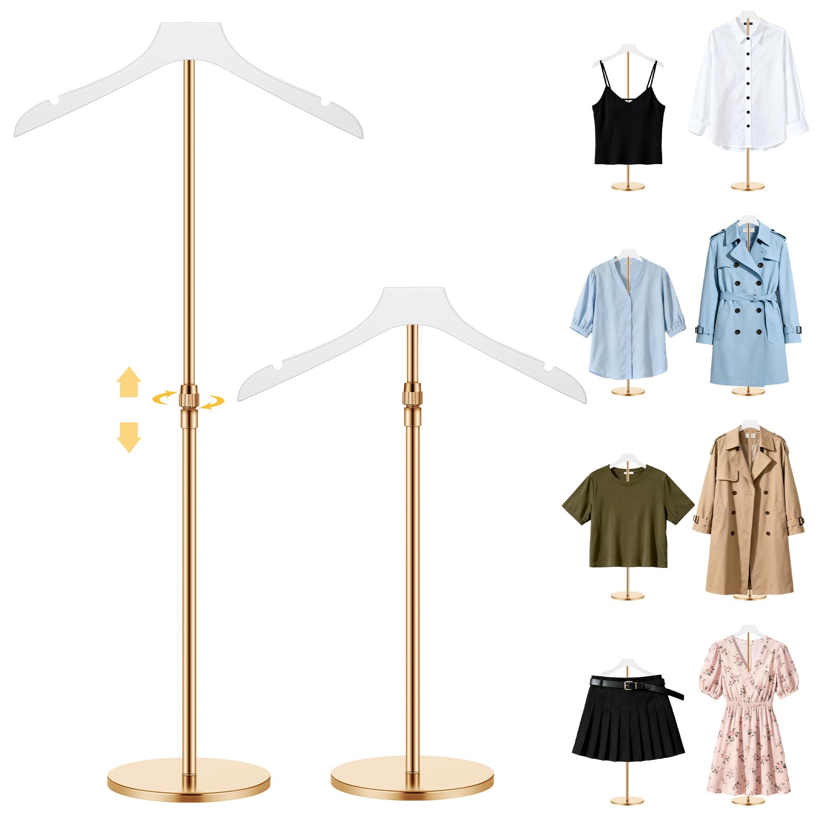 Novabright shirt display stand with white wooden hanger for elegant boutique presentations