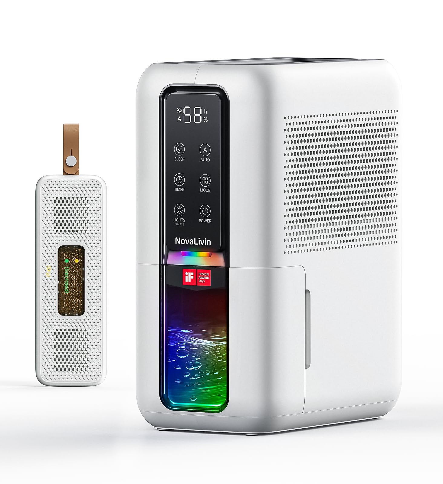 NovaLivin dehumidifier in bedroom with sleep mode for quiet nights.