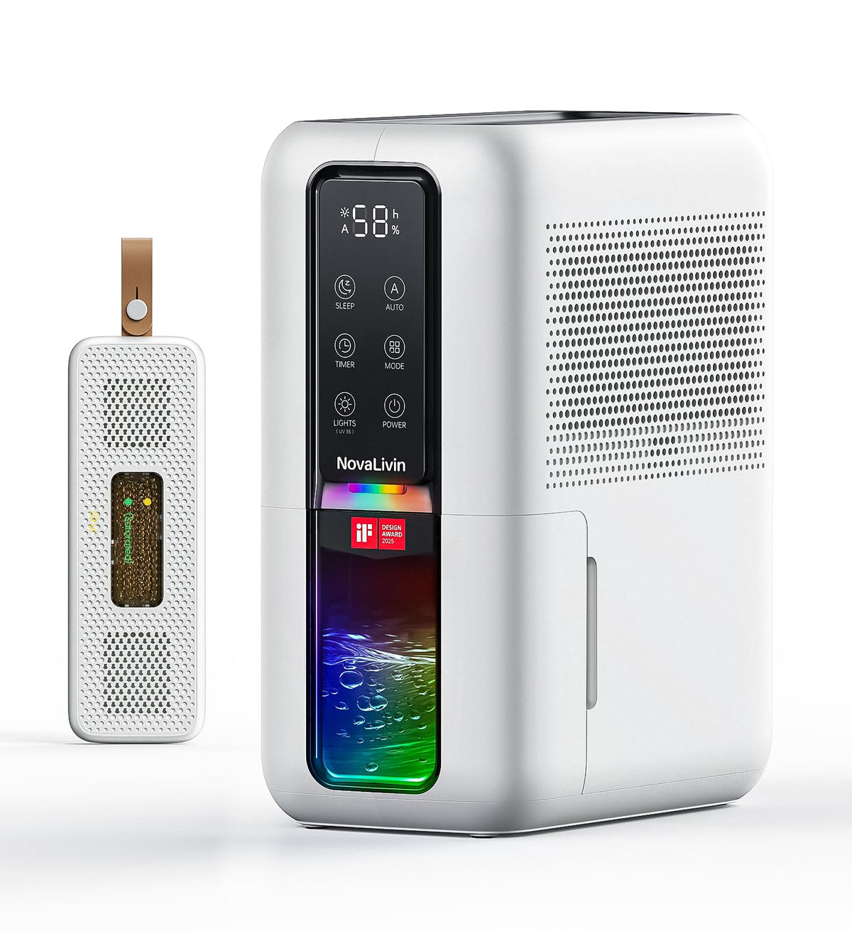 NovaLivin dehumidifier in bedroom with sleep mode for quiet nights.