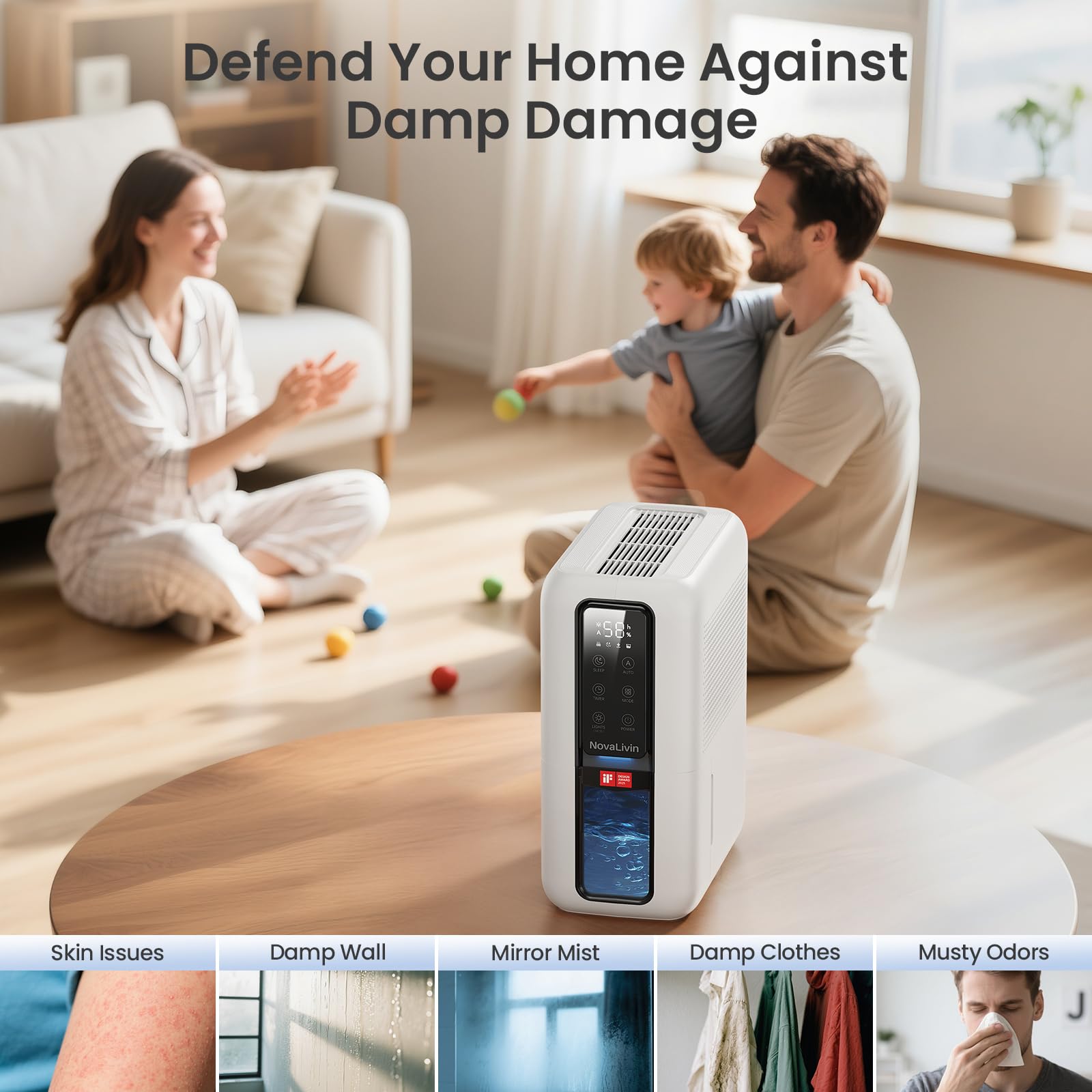 NovaLivin dehumidifier dry clothes mode speeds up small laundry tasks.