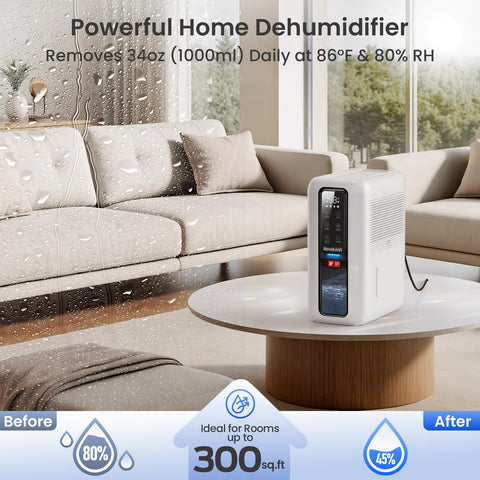 NovaLivin dehumidifier in bedroom demonstrating quiet operation for peaceful nights.