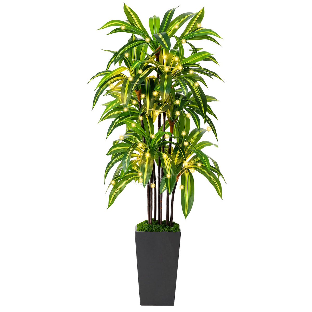 NOVAROOT artificial Dracaena tree 5ft in living room creates a lush, maintenance-free focal point.