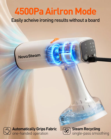 NovaSteam 1750W motor delivering strong heat for fast wrinkle removal
