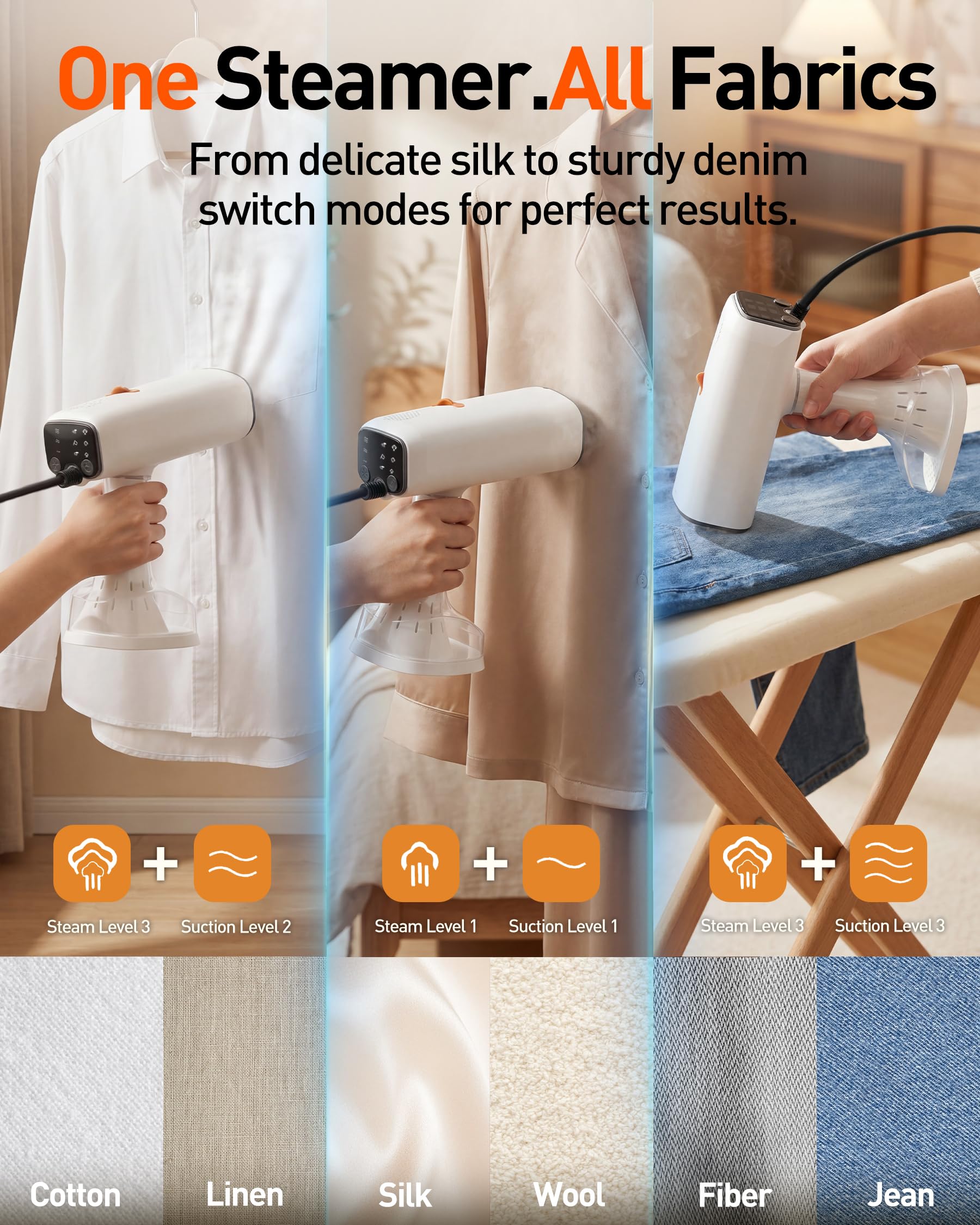 NovaSteam vertical steaming mode smoothing hanging garments