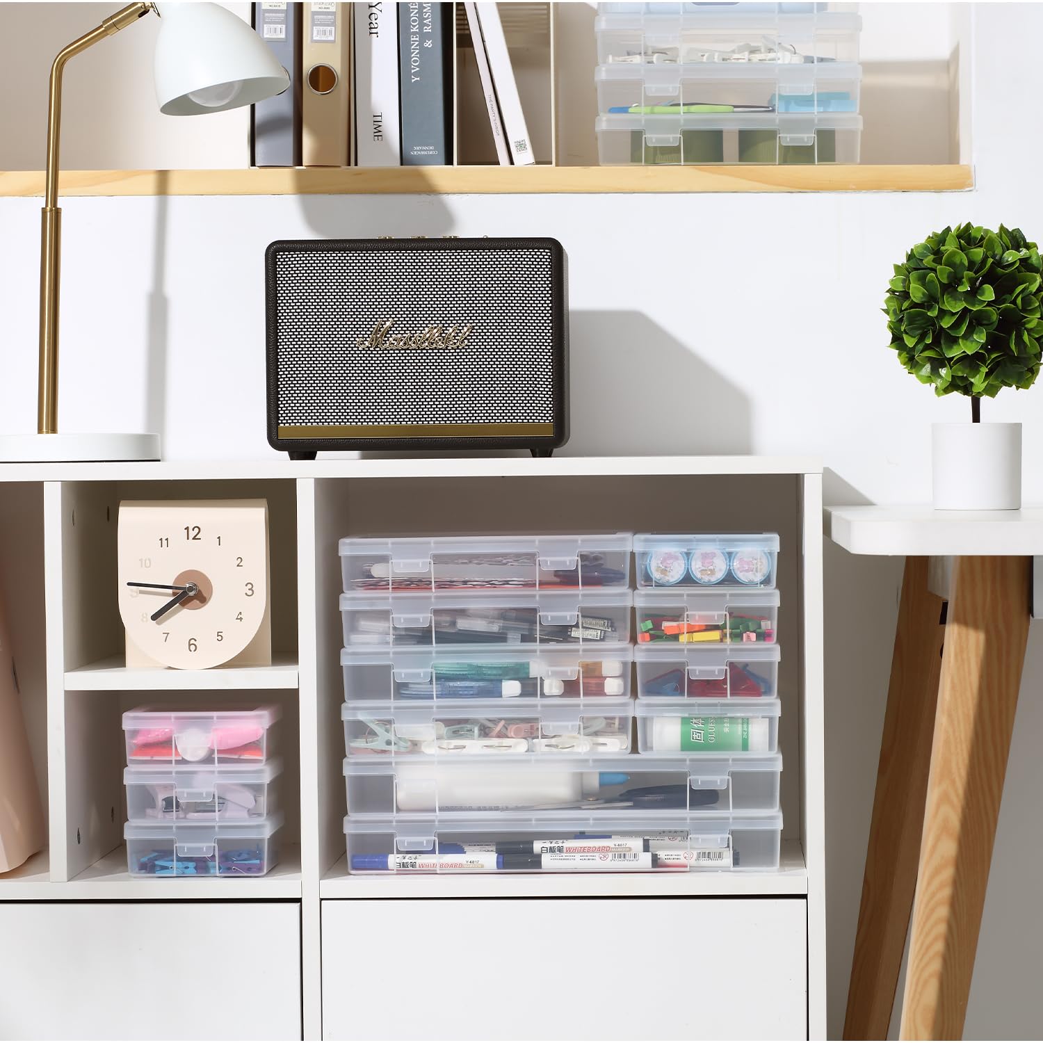 novelinks clear storage container desk organizer reduces clutter and improves workflow