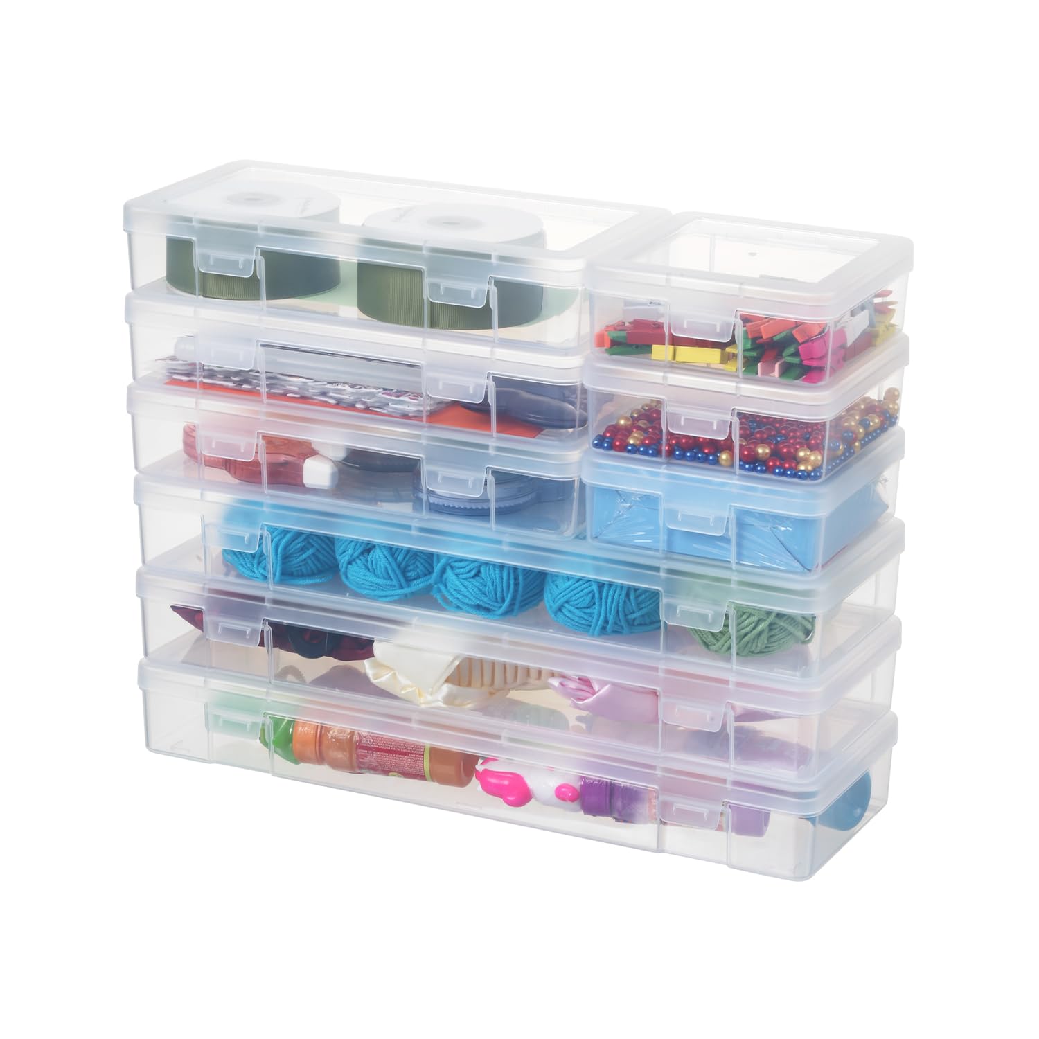 Novelinks clear storage medium box stackable, ideal for crafts and coins.