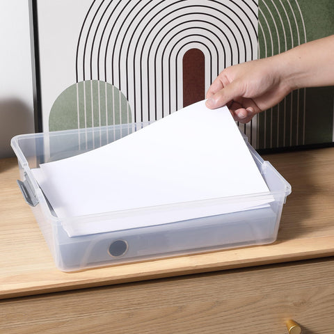 Novelinks compact under-bed storage bin fits small spaces.