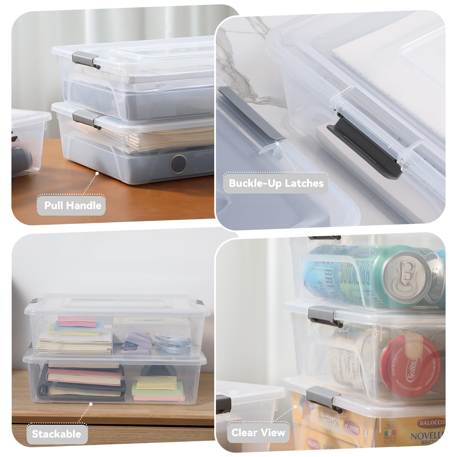 Novelinks durable clear plastic bin resists scratches while keeping contents visible.