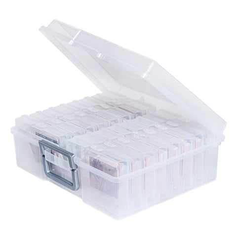novelinks transparent photo organizer front view, spacious outer case for bulk photo storage