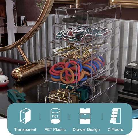 Noverlife Clear drawers with removable layers for flexible organization