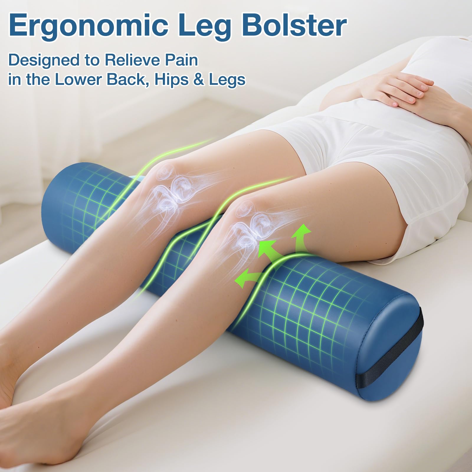 Noverlife full round bolster on massage table demonstrates stable memory foam base