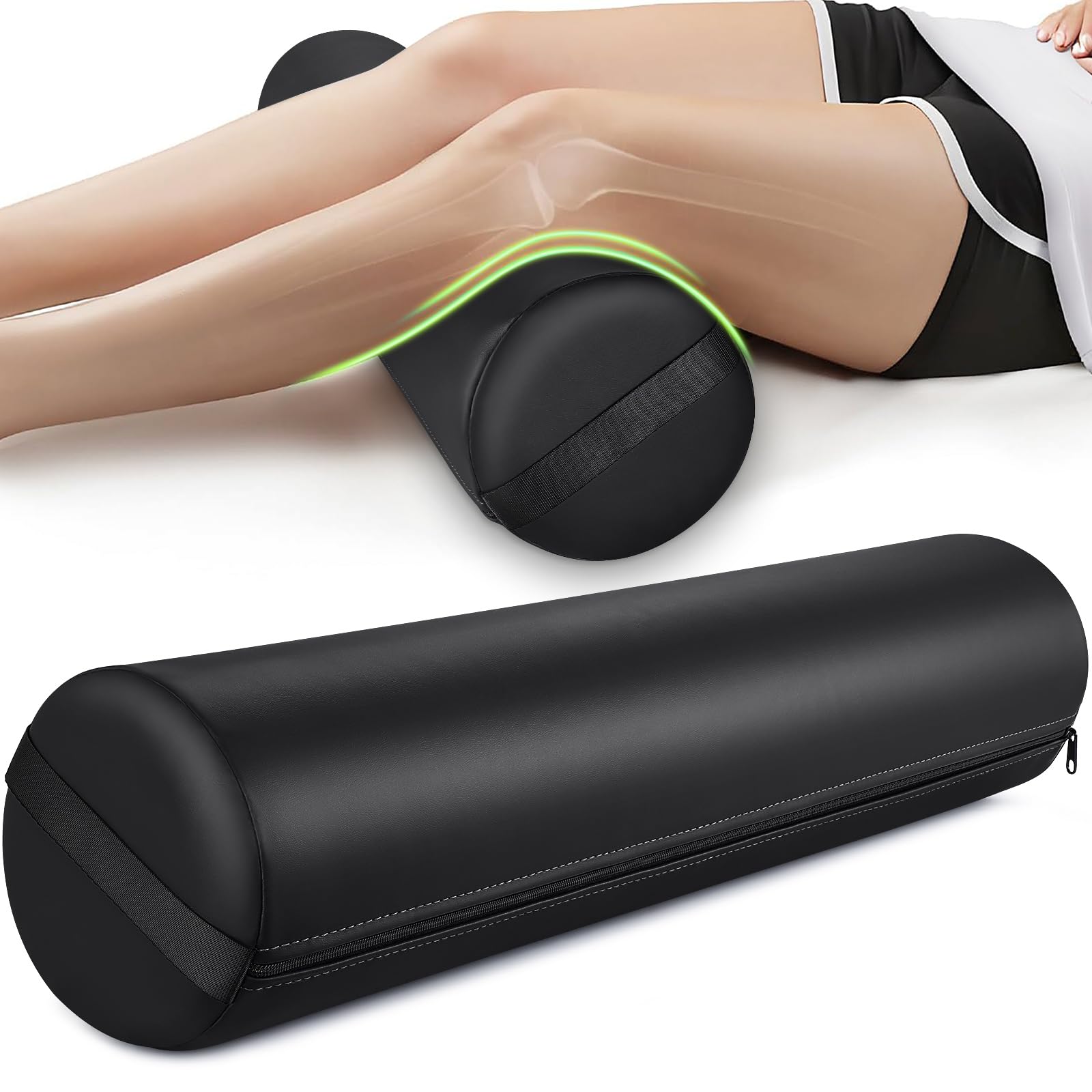 Noverlife strap-handle bolster on a massage table for quick adjustment