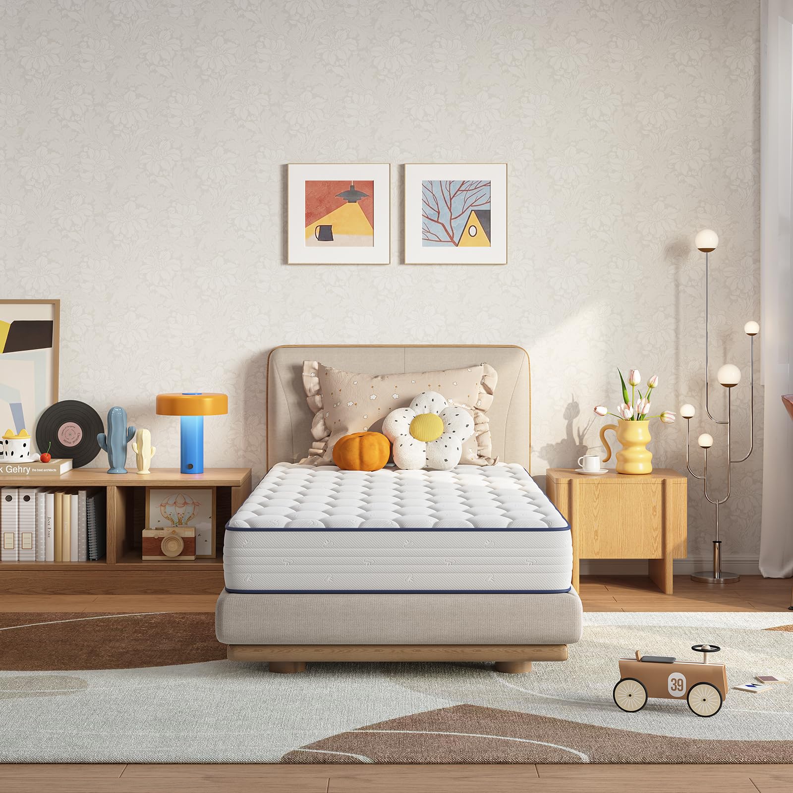 Novilla 6-inch twin mattress bonnell coils close-up showing durable spring support