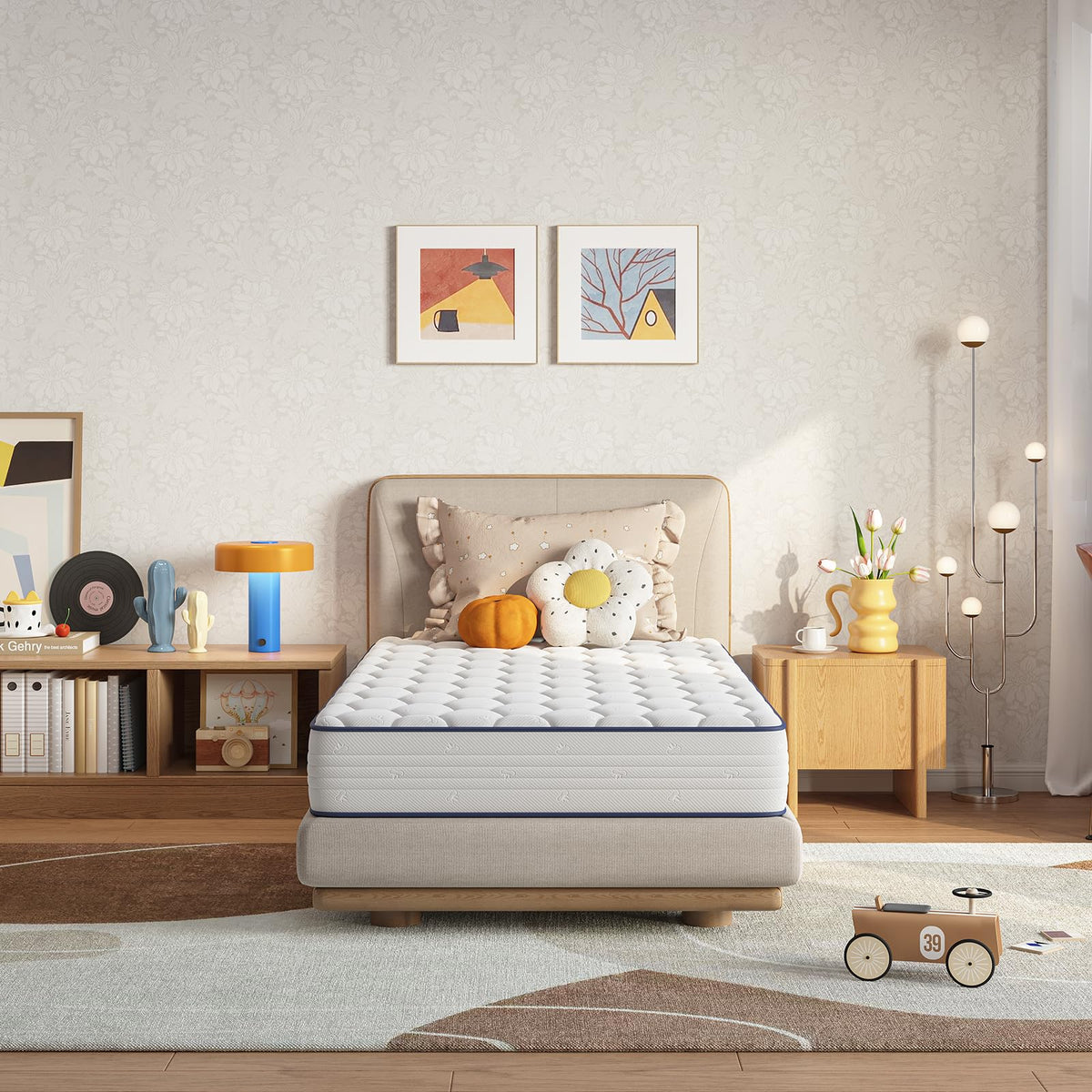 Novilla 6-inch twin mattress bonnell coils close-up showing durable spring support