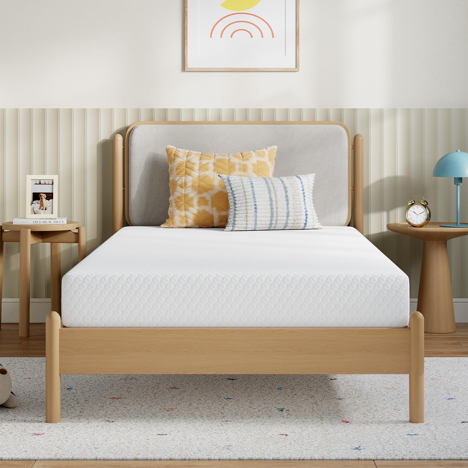 Novilla 8in twin mattress cover closeup, plush knit for kids' comfort