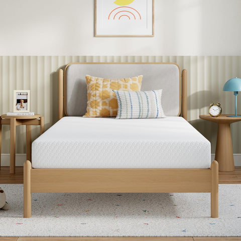 Novilla 8in twin mattress cover closeup, plush knit for kids' comfort