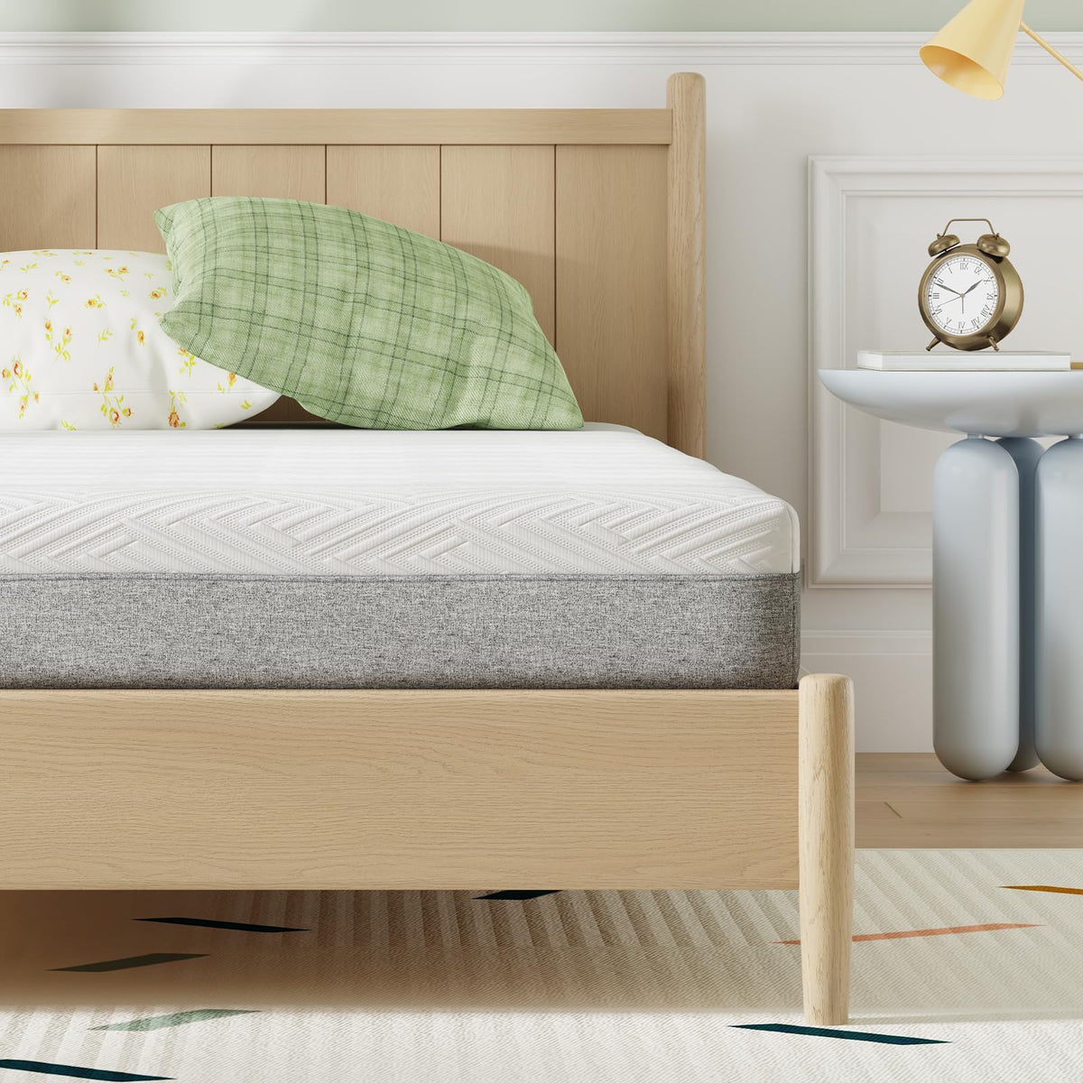 Novilla 8in twin mattress top view showcases plush surface for comfort.