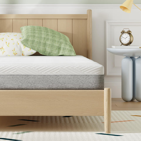 Novilla 8in twin mattress top view showcases plush surface for comfort.