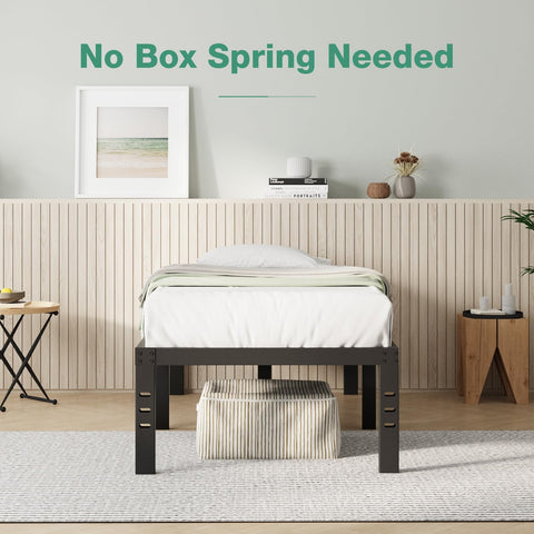 Novilla twin bed frame no box spring needed for mattress setup.