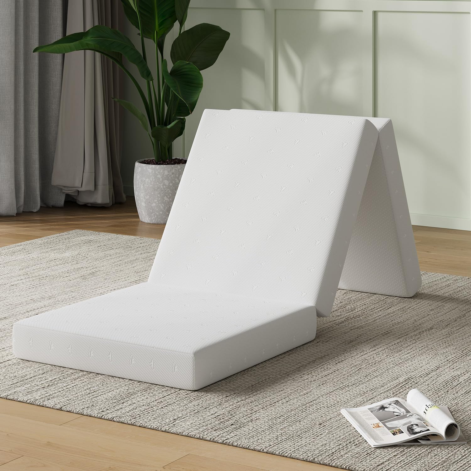 Novilla foldable mattress topper with cloud design cover for breathable comfort and portability