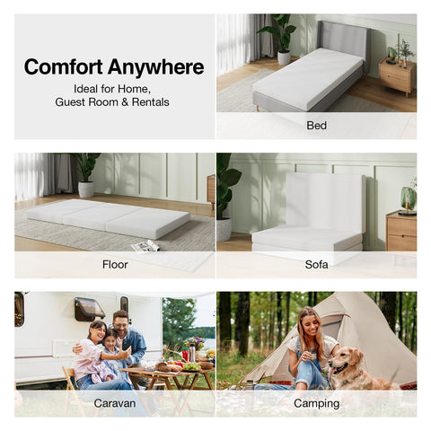 Novilla foldable mattress in box, vacuum-packed for easy shipping