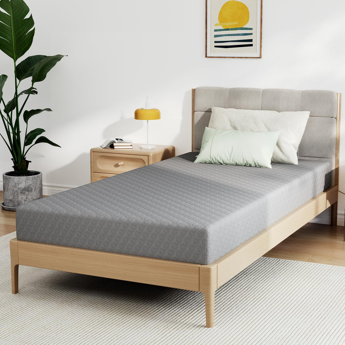 Novilla full-size mattress box front view for quick setup and compact shipping.