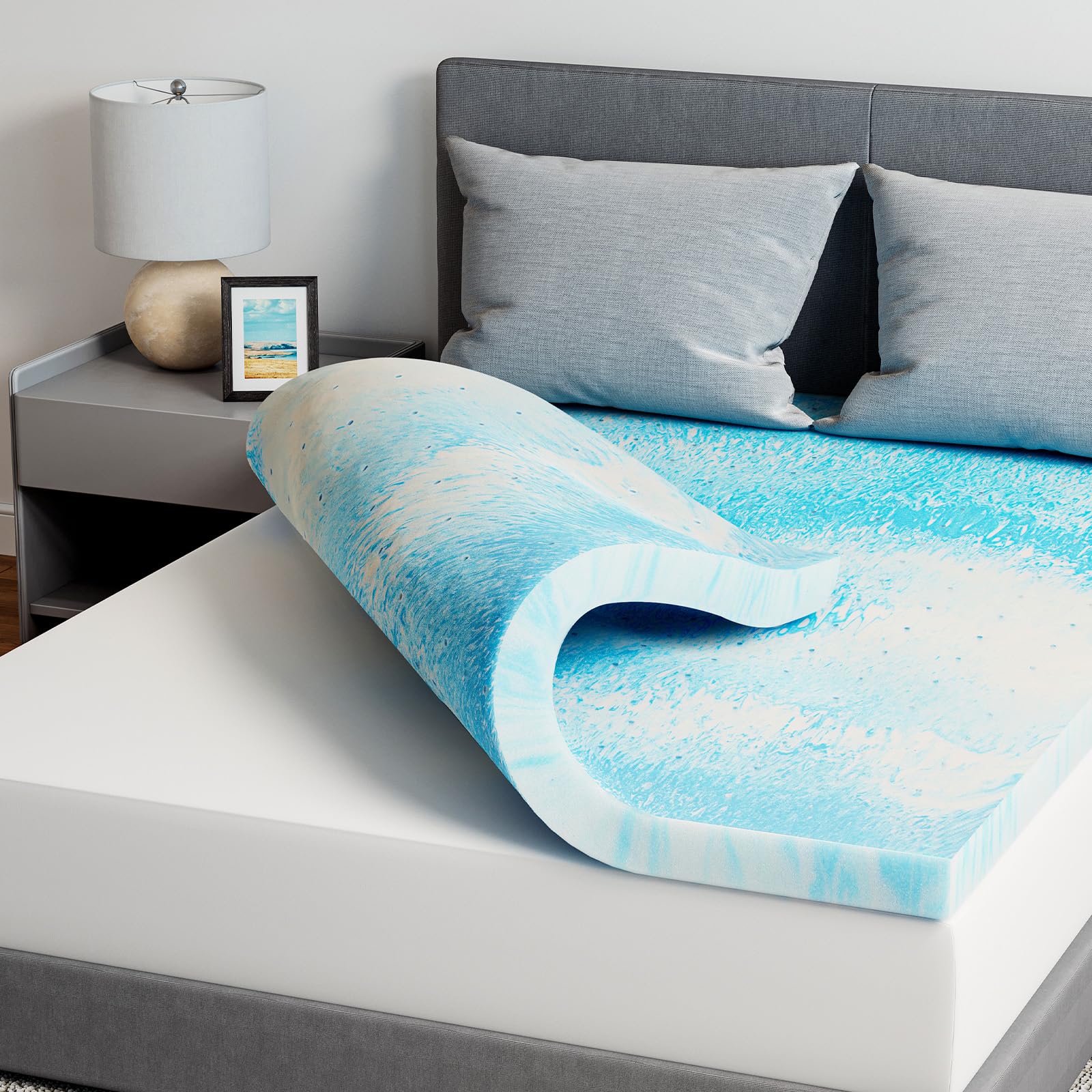 Novilla king 3-inch cooling foam topper with ventilation for cooler nights.